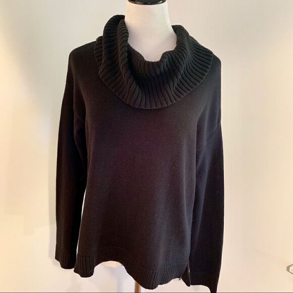 Jeanne Pierre Black Cowl Neck Sweater Sz M - Picture 2 of 6